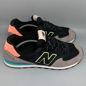 New Balance 574 ML574UG2 Black Grey Neon Yellow Coral Men's Sneakers Shoes 13